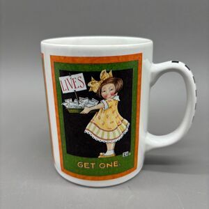 Mary Engelbreit ME Coffee Mug Lives, Get One Checked Handle Vintage Cup